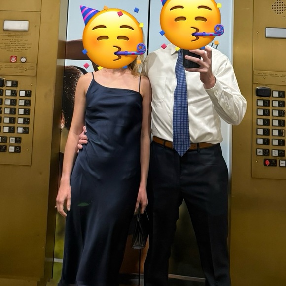 Little Mistress Asymmetrical Navy Dress - Picture 4 of 4